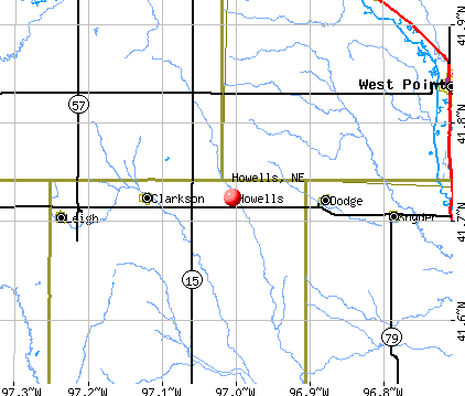 Howells, NE map