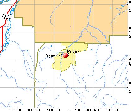 Pryor, MT map