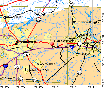 Sedalia, NC map