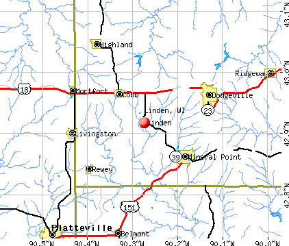 Linden, WI map
