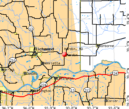 Hardin, MO map