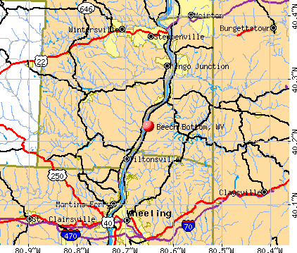 Beech Bottom, WV map