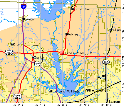Cross Roads, TX map