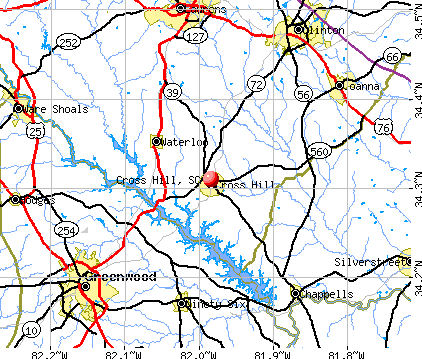 Cross Hill, SC map