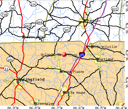 Orlinda, TN map