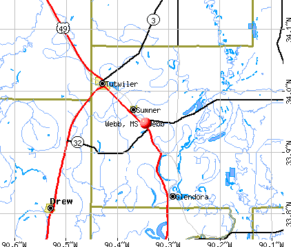 Webb, MS map