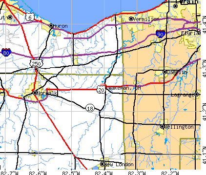 Wakeman, OH map