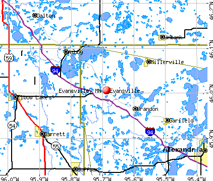 Evansville, MN map