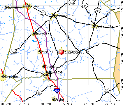 Greenevers, NC map