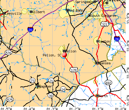 Pelion, SC map