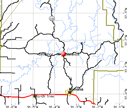 Eminence, MO map
