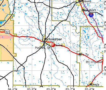 Poulan, GA map