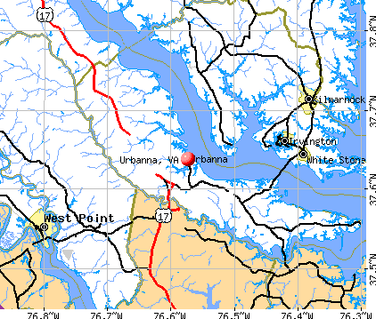 Urbanna, VA map