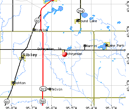 Ocheyedan, IA map