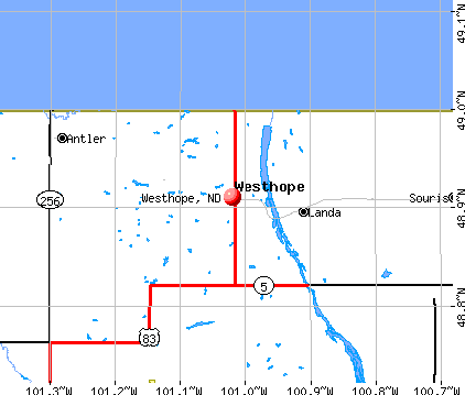 Westhope, ND map