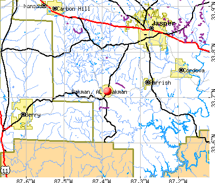 Oakman, AL map