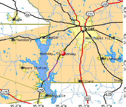 Noonday, TX map