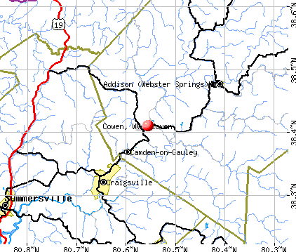 Cowen, WV map