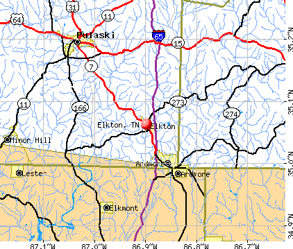 Elkton, TN map