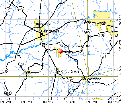 Standing Pine, MS map