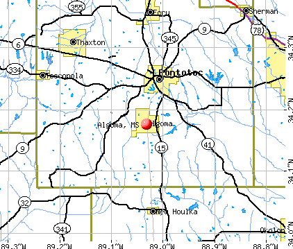 Algoma, MS map