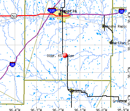 Olpe, KS map