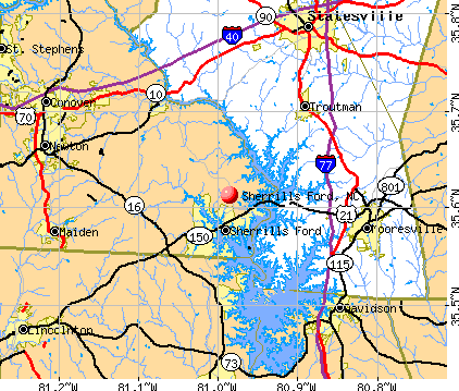 Sherrills Ford, NC map
