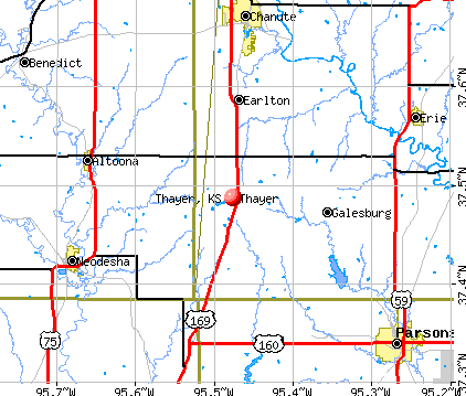 Thayer, KS map