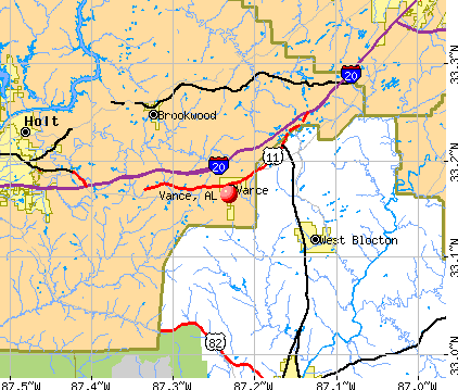 Vance, AL map