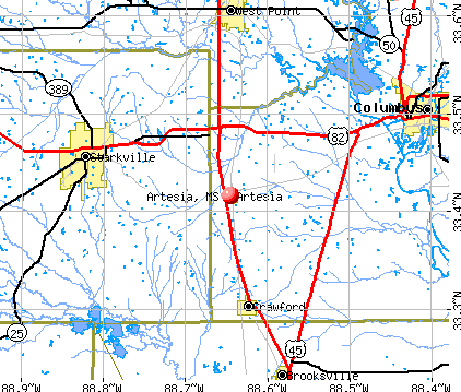 Artesia, MS map