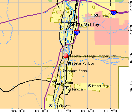 Isleta Village Proper, NM map