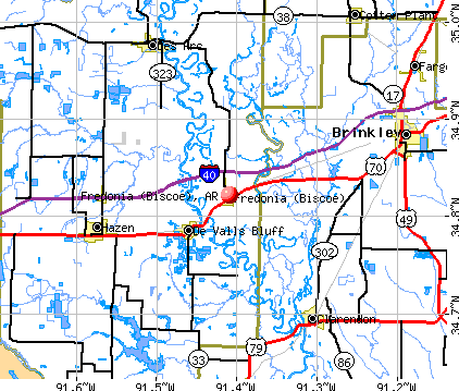 Fredonia (Biscoe), AR map