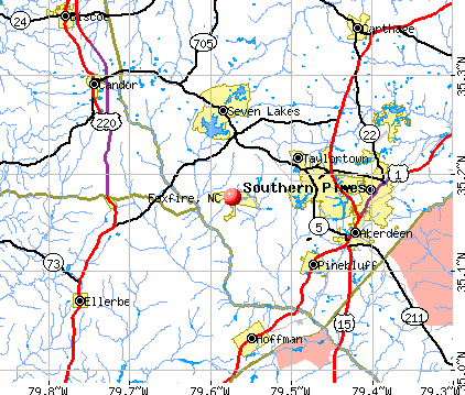Foxfire, NC map