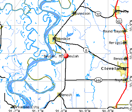 Beulah, MS map