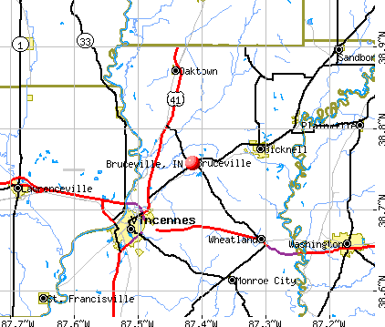 Bruceville, IN map