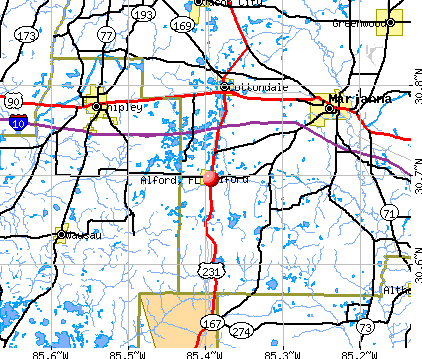Alford, FL map