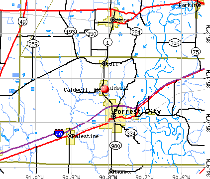 Caldwell, AR map