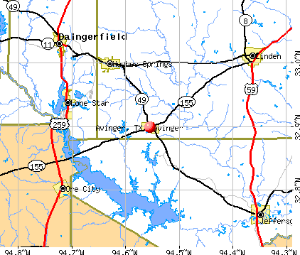 Avinger, TX map
