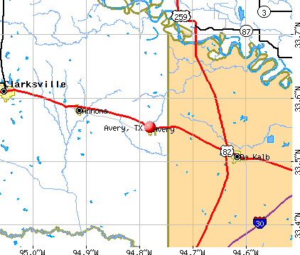 Avery, TX map