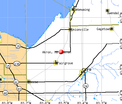 Akron, MI map