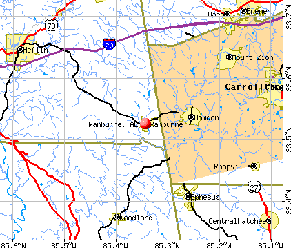 Ranburne, AL map