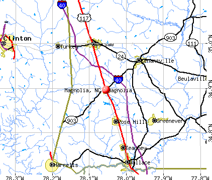 Magnolia, NC map