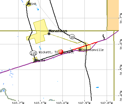 Wickett, TX map