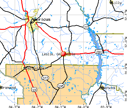 Leslie, GA map