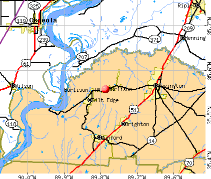 Burlison, TN map