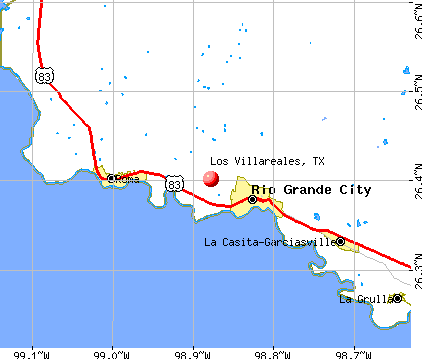 Los Villareales, TX map