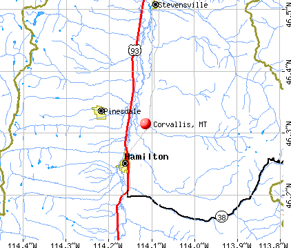 Corvallis, MT map