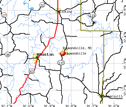 Raymondville, MO map