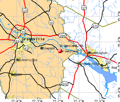 Grimesland, NC map