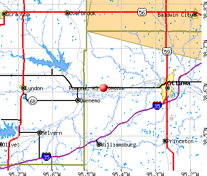 Pomona, KS map